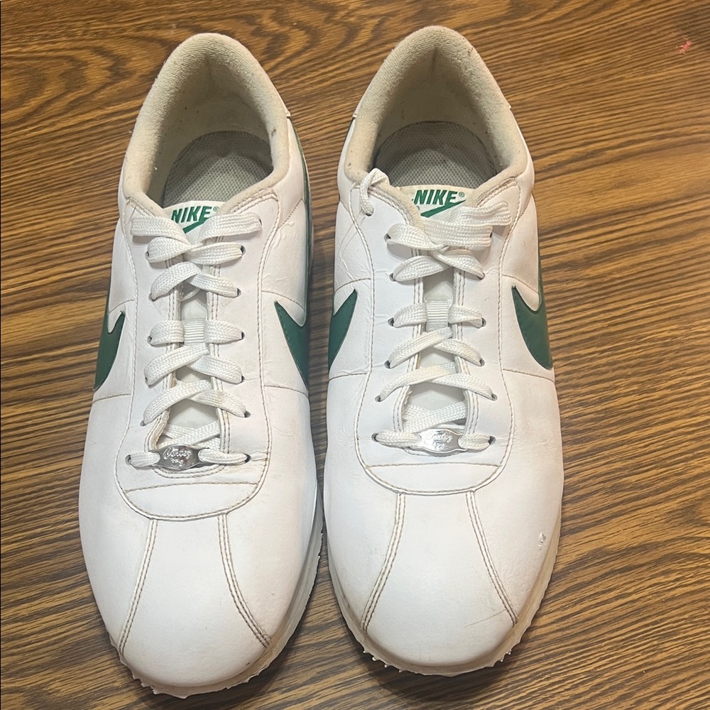 Nike Cortez Men's White Sneakers with Green Accents size 14